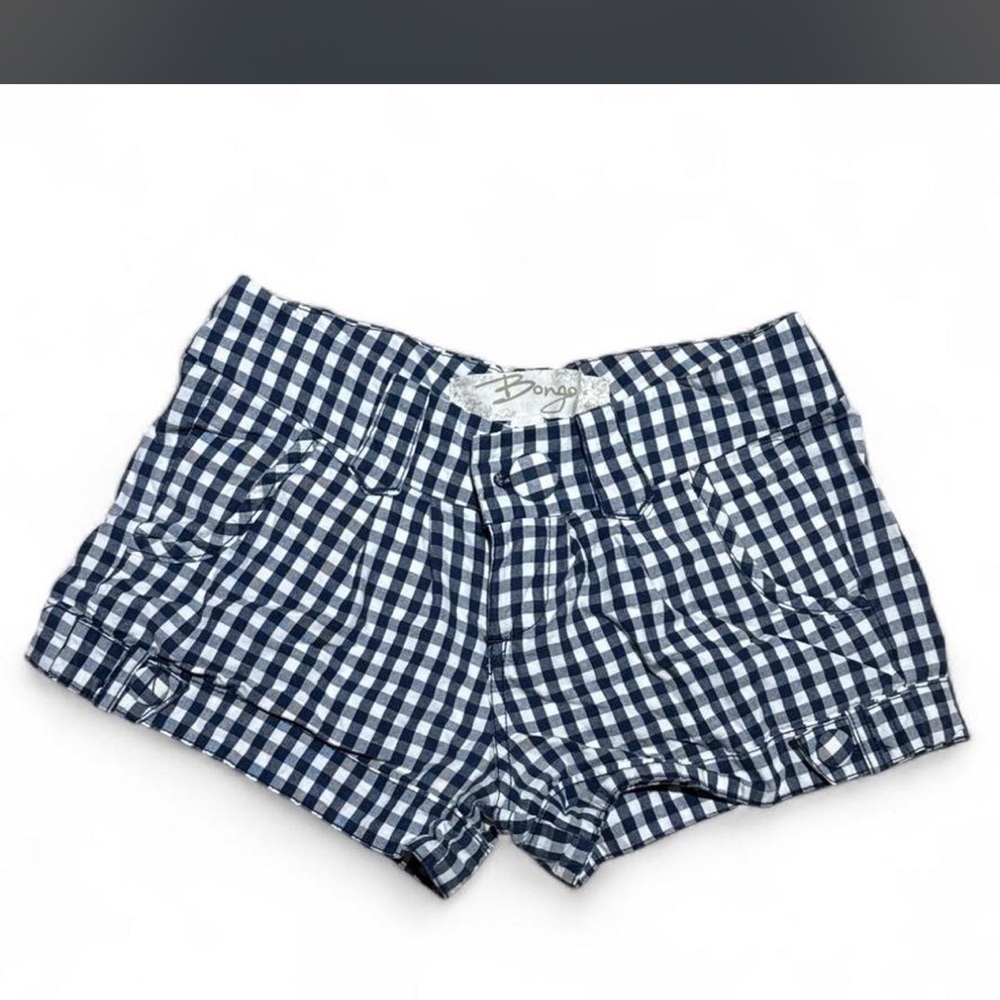 BONGO Navy and White Gingham Women's Shorts